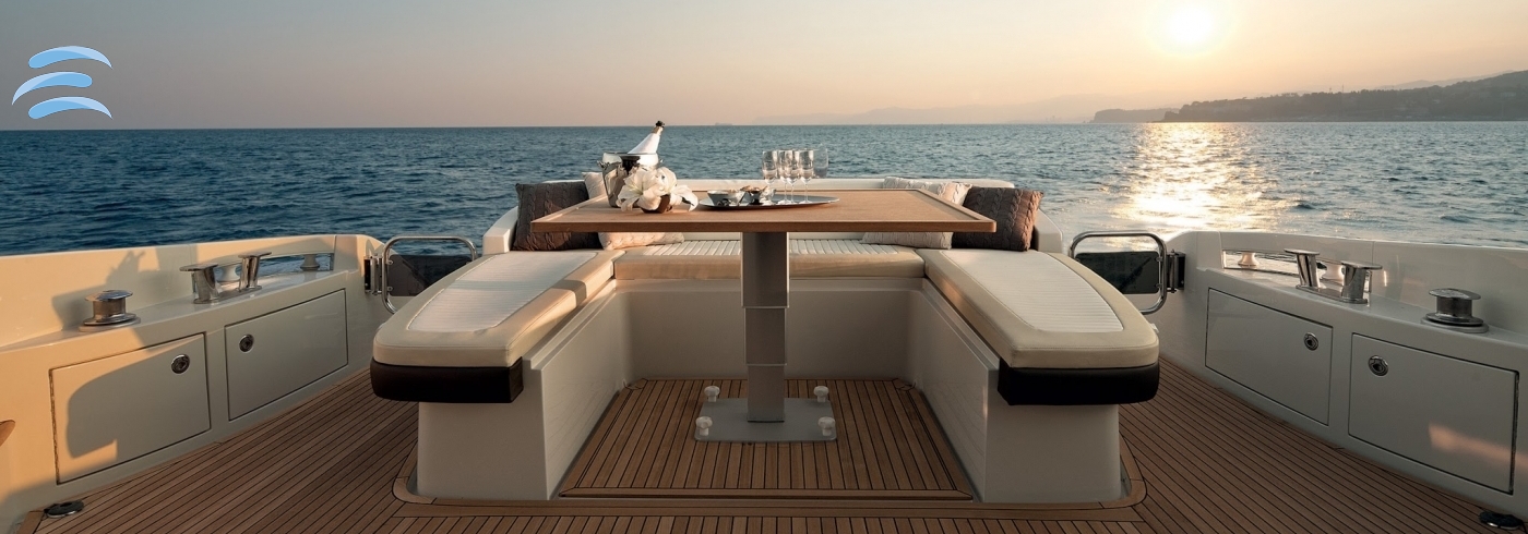 Private yacht cruising along the coastline